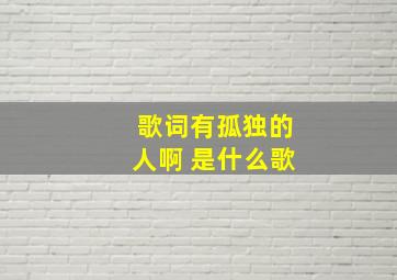 歌词有孤独的人啊 是什么歌